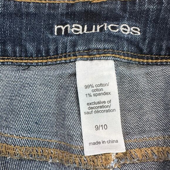 Maurices Medium Wash Denim Mid Rise Skinny Jeans Womens 9/10 Distressed Raw Hem - Picture 4 of 6